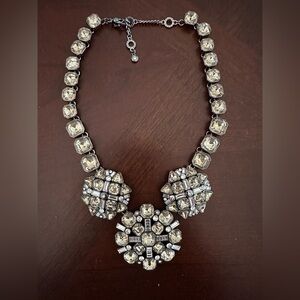 Henri Bendel RARE Rhinestone Gun Metal Tone Rhinestone Statement Necklace Mint